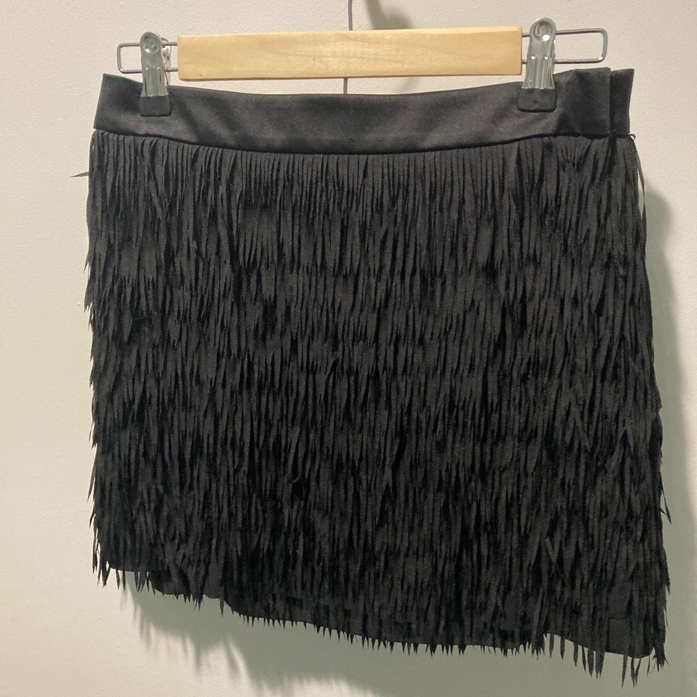 Size six black express fringe skirt